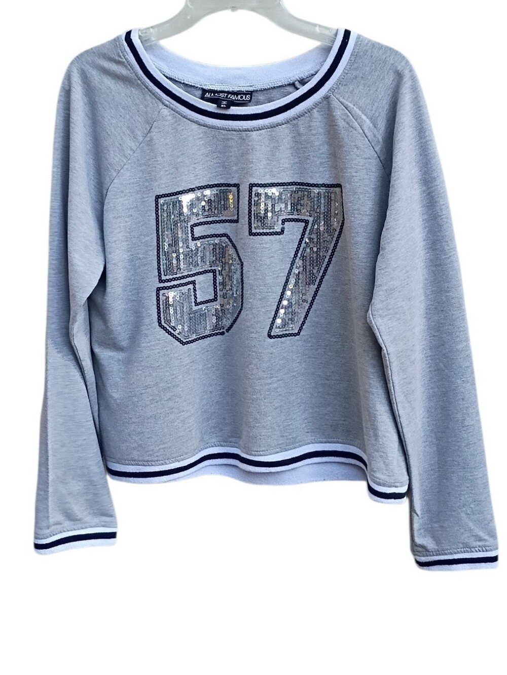 Almost Famous Grey Sweatshirt with 57 Sequins sz XL